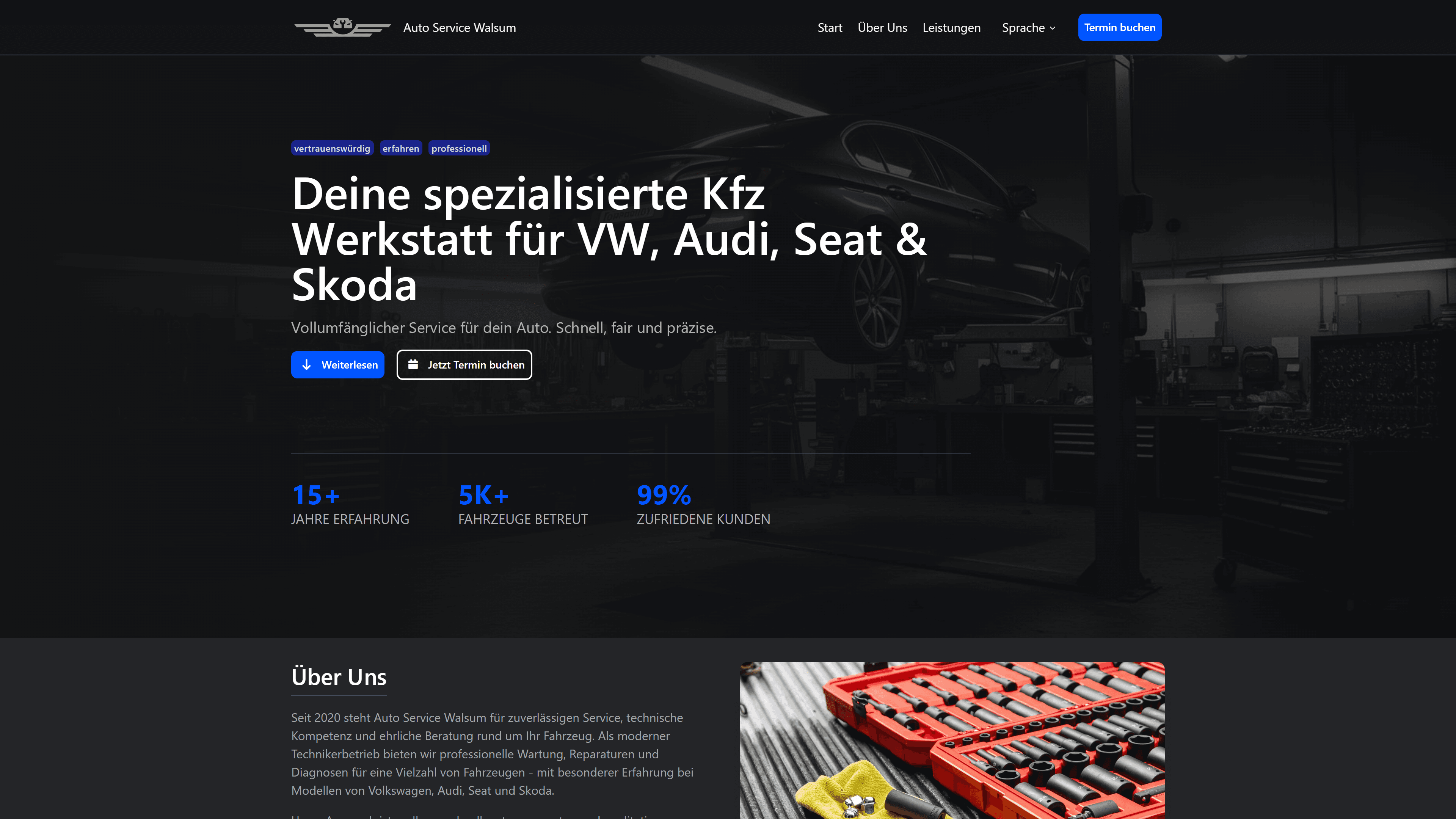 Autoservice Walsum Website Mockup