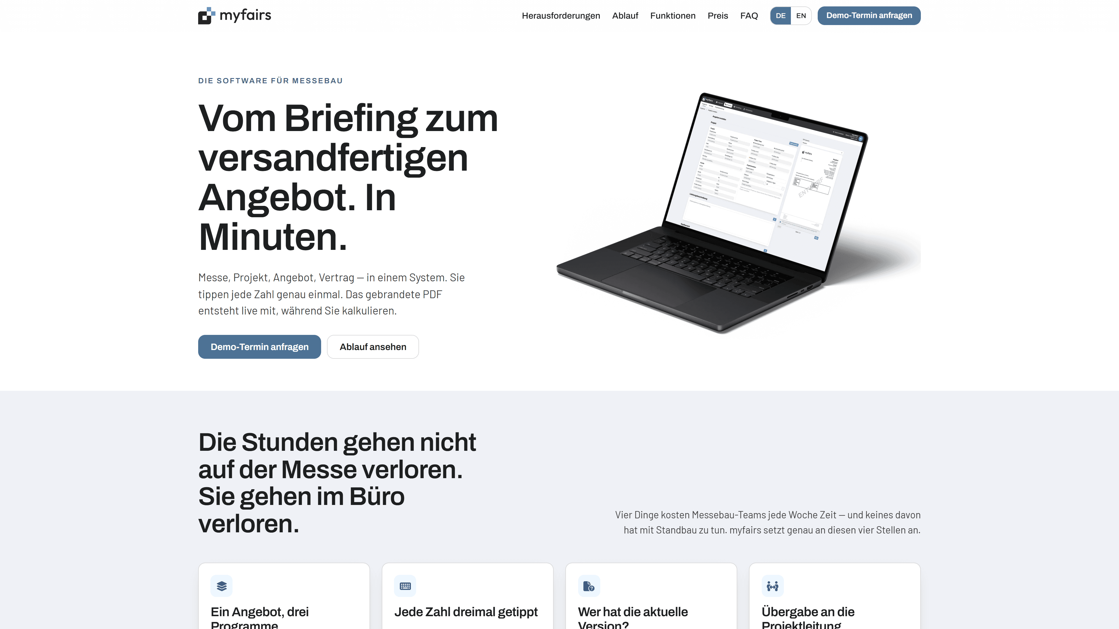 myfairs website mockup