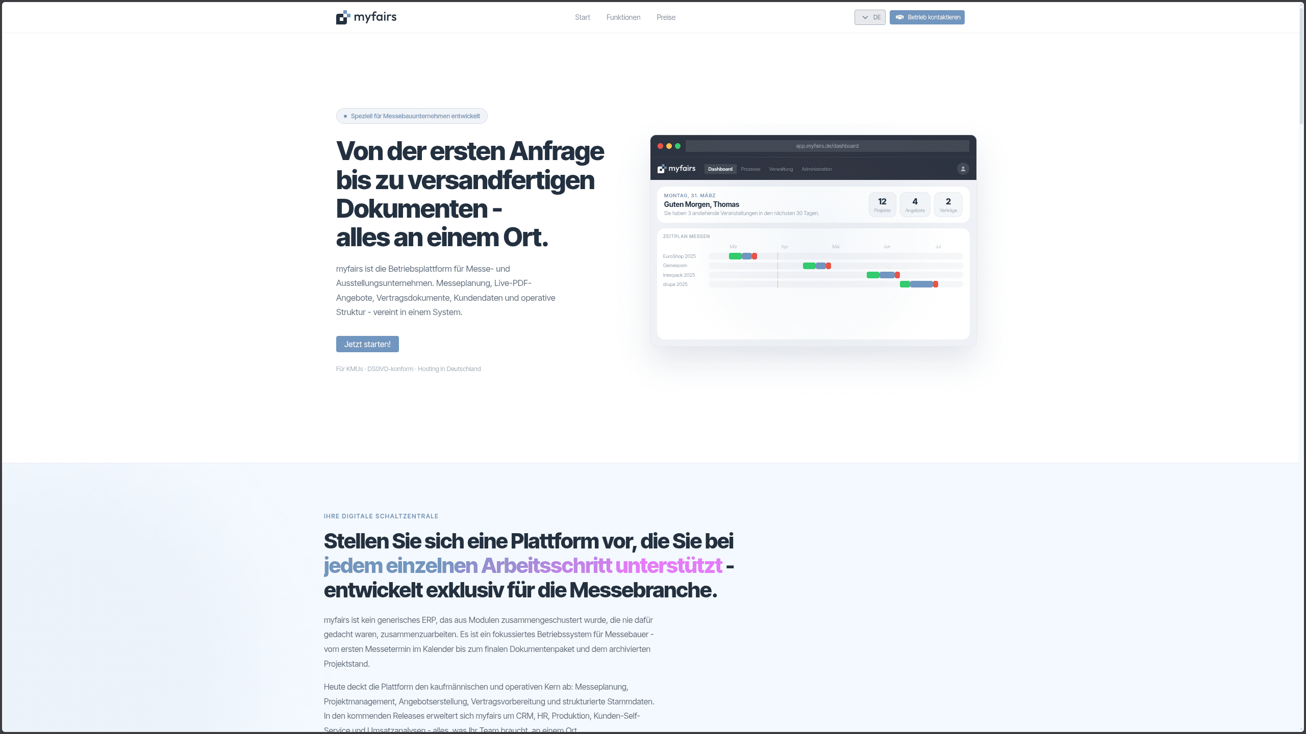 myfairs website mockup